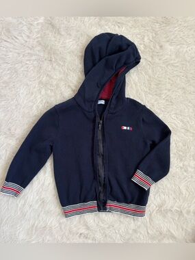 Mayoral Baby Nautical Navy Hooded Zip Sweater with Sailboat Embroidery